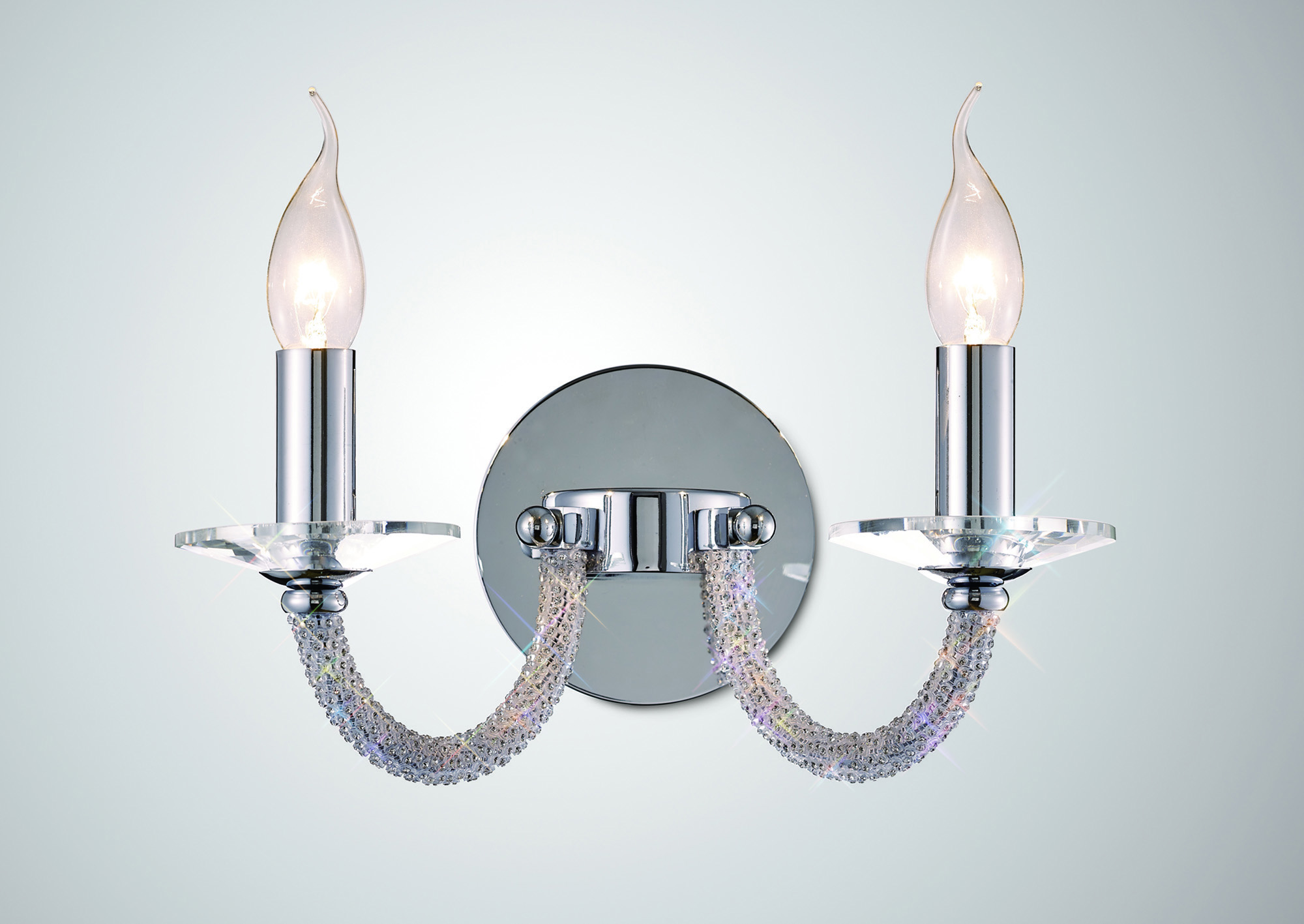 IL30512  Elena Crystal Switched Wall Lamp 2 Light Polished Chrome